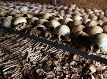 Unburied bones of victims of the Rwandan genocide at a memorial centre. Image by Flickr user DFID - UK Department for International Development (CC BY-NC-ND 2.0).