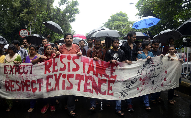 Jadavpur University student organise a rally from Nandan to Raj Bhavan protesting against Police midnight action at Jadavpur campus and also demanding the resignation of Vice Chancellor Abijit Chakraborty. Image by Reporter #47468. Copyright Demotix (20/9/2014)