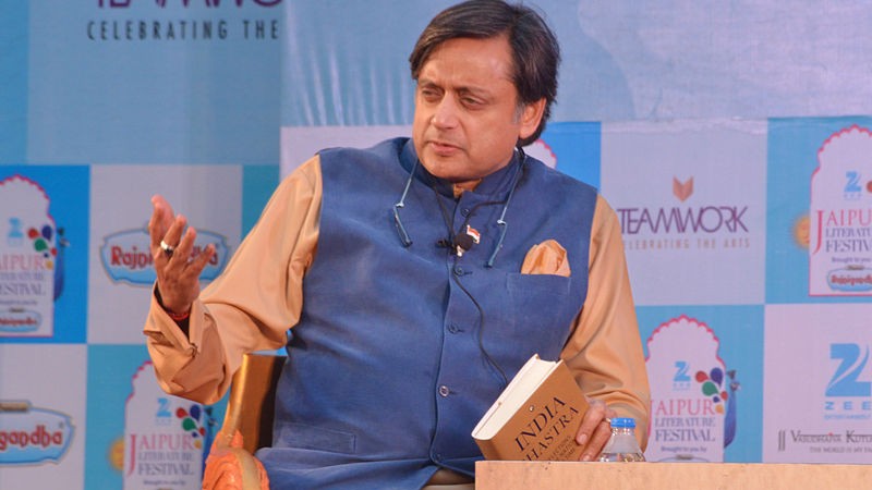 Shashi Tharoor speaking at Jaipur literary festival. Image by Jim Ankan Deka. Copyright Demotix (23/1/2015)