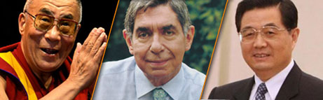 Dalai Lama, Oscar Arias, Hu Jintao