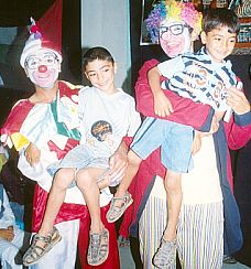Clowns at a Gaza kindergarten party