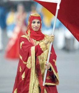 Ruqaya Al Ghasra at the Beijing Olympics Opening Ceremony 