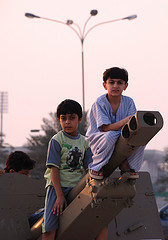 Children on a Ramadan Cannon in Qatar 