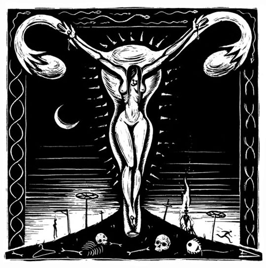 Crucified Woman, by Eric Drooker, All Rights Reserved