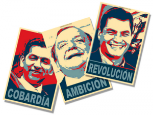 The three front runners according to the polls. Picture used under permision by http://www.pupodelmundo.com
