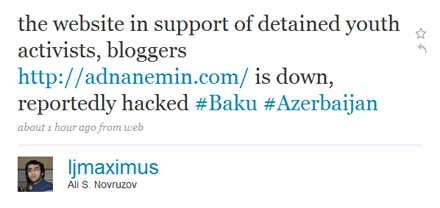 El sitio web en apoyo de los jóvenes bloggers activistas ha sido cerrado, supuestamente pirateado #Baku #Azerbaijan