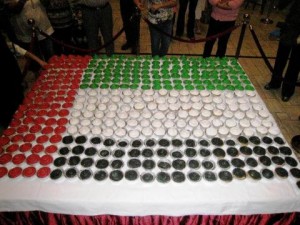 The House of Cupcakes created this 500-cupcake masterpiece for the 37th National Day of the UAE celebration