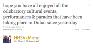 Tweet van Sjeik Mohammed bin Rashid 