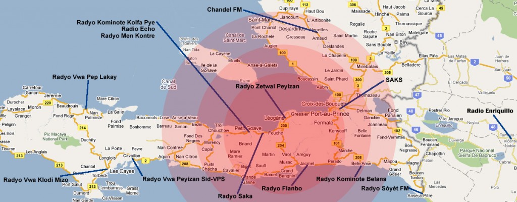 Map of community radios in Haiti. Republished with permission of AMARC.