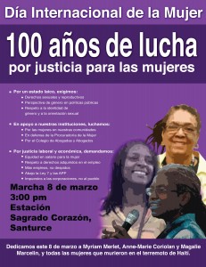 Flyer announcing March 8 activities in Puerto Rico. 