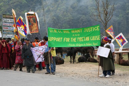 Protest in Pokhara before summer olympics in Beijing. Image by Flickr user Tboothhk. Used under a Creative Commons License