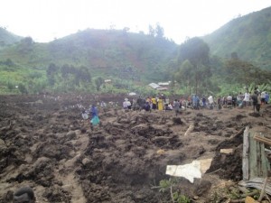 Landslides in eastern Uganda on Monday left three villages covered in mud.  Photo courtesy of Apollo on Facebook.