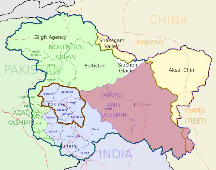 Regione del Kashmir. Immagine da Wikimedia Commons. Licenza CC