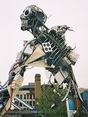 WEEE-Man represents the amount of waste electrical and electronic products that an average UK citizen will throw away in a lifetime
