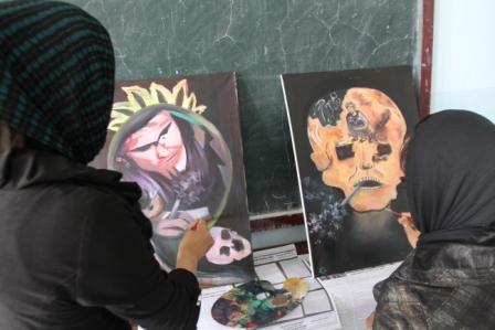 Cartoontentoonstelling in Herat