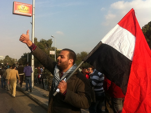 Thumbs up to soldiers who let us walk in peace. Cairo, Egypt. 26/01/2011