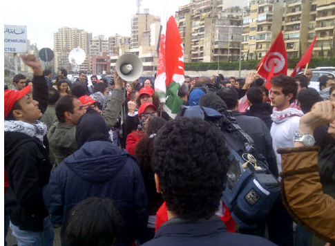 Libaneses protestan en apoyo a los egipcios