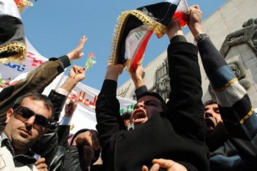 Iraqis protest on 14 February, 2011. Photo taken from Iraqi Streets 4 Change's photo gallery.