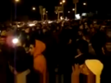Libyan citizens take to the streets in Benghazi on February 15, 2011. Still from video by Youtube user enoughgaddafi.