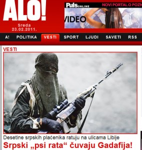 Serbian daily 'Alo' carries an image of Serbian mercenaries in Libya.