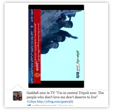 twitpic gaddafi on state tv