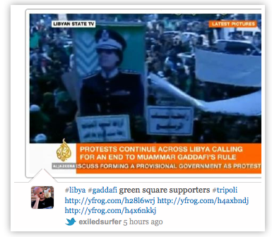 twitpic, gaddafi on state tv