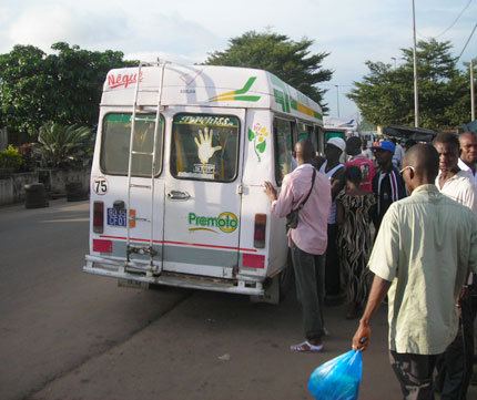 Gbaka van in Abidjan, Côte d'Ivoire. Image from lgbagbo.blogspot.com