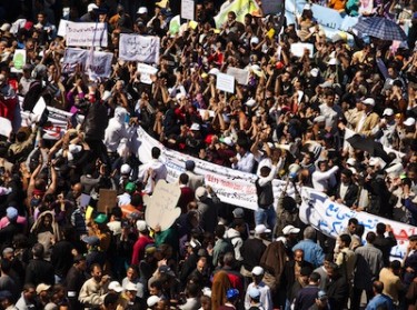 Young Moroccans continue to protest for democracy, Rabat, Morocco. Image by Zacarias Garcia, copyright Demotix (20/03/11).
