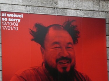 Promotional billboard for an exhibit by Chinese artist Ai Weiwei in Munich, Germany. Image by Flickr user sanfamedia.com (CC BY-ND 2.0).