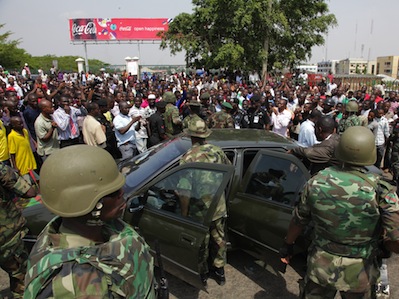 Tensions are high in Nigeria, and there have been reports of riots in a number of states. Image by Tom Saater, copyright Demotix (18/04/2011).