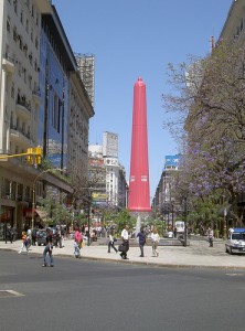 A condom on the obelisk of Buenos Aires, Argentina to commemorate World Aids Day. Image by Flickr user Erik Stattin (CC BY-SA 2.0).