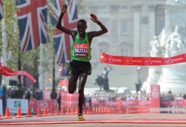 Kenya's Emmanuel Mutai wins the 2011 Virgin London Marathon. Image courtesy of Beaumont Enterprise.
