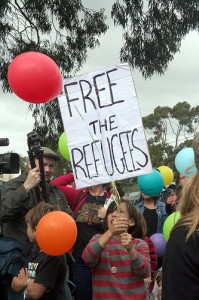 The Refugee Action Collective organise a march and protest on Saturday 2 April, 2011, against children in immigration detention outside the Melbourne Immigration Transit Accommodation at Camp Road, Broadmeadows. Image by Flickr user Takver (CC BY-SA 2.0).