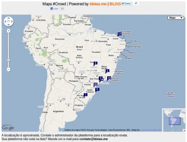 Screenshot of #Crowd Map, powered by ideias.me