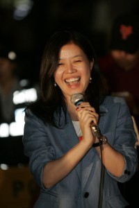 Image of Kim Yeo-jin during protest, from Wiki Tree site, Creative Commons Image. 