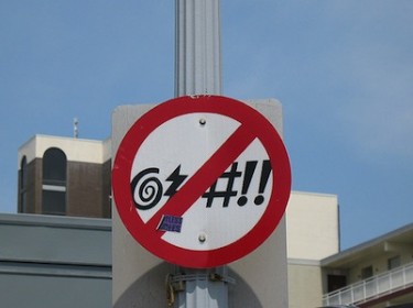 No swearing sign. Image by Flickr user Alice Chaos (CC BY-NC-SA 2.0).