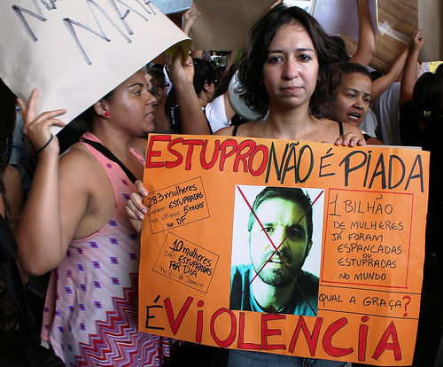 Rape is not a joke, it is violence. SlutWalk Brasilia 2011. Photo by rogeriotomazjr on Flickr (CC BY-NC 2.0)