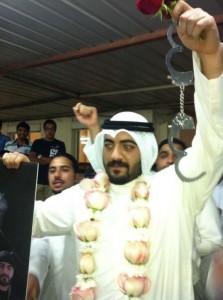 Nasser Abul after his release. Picture taken from the Facebook group "We are all with Nasser Abul".