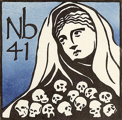 Stampa della Tavola Periodica con la raffigurazione di Niobe, la figura mitologica greca che ha ispirato il nome del Niobio Nb41. Copyright di Annette Haines (usata con il suo permesso).