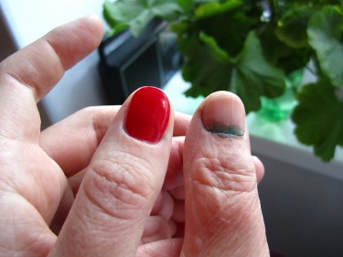 The marking on voters’ thumbnails is almost invisible on polished nails.