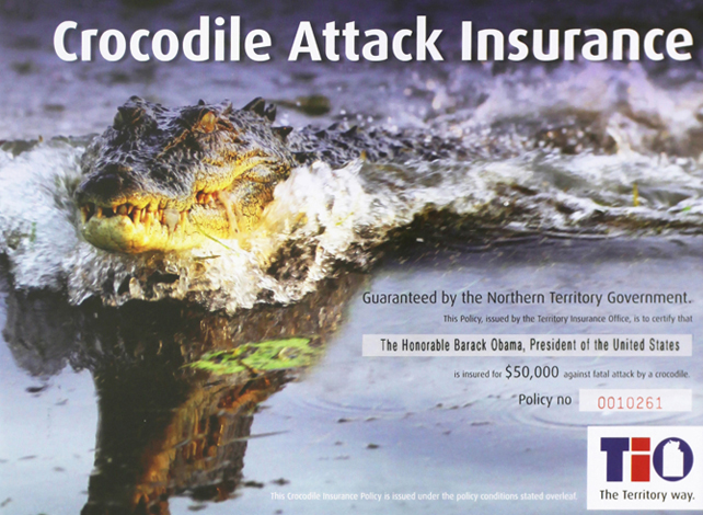 Obama Crocodile Insurance. Image courtesy TIO.