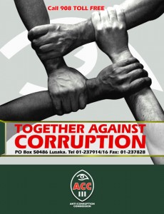 La Comisión Anti-Corrupción (ACC siglas en inglés) es la Agencia que lidera la lucha contra la corrupcion en Zambia. Imagen cortesía de E-hustling Visual.