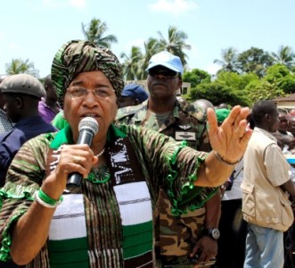 Pres.Sirleaf speaking in Margibi,Liberia.Photo courtesy Cyrus Wleh Badio the Press Secretary to Pres.Sirleaf.