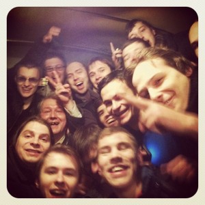 'I'm sitting in a police bus with all the guys. They all say hi.' Photo by Alexey Navalny