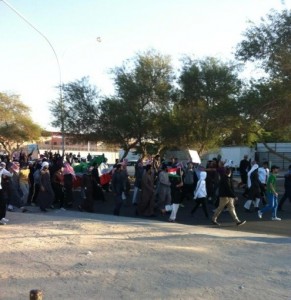 Protesters marching. Photograph shared on twitpic by @nashmiq8 