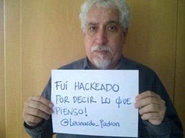 "Ich wurde gehackt, weil ich gesagt habe was ich denke! @Leonardo_Padron" via Twitpic