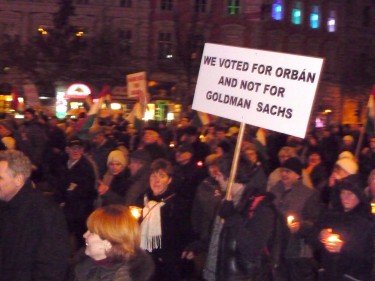 'We voted for Orbán and not for Goldman Sachs'. Photo by Redjade, used with permission.