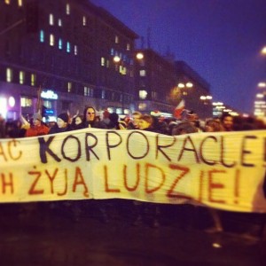 "Screw corporations, long live the people": many Polish protesters went on the streets on January 24. Photo by Alexey Sidorenko, used with permission.