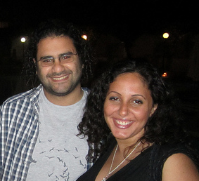 Egyptian blogger Alaa Abd El Fattah poses with his wife and fellow blogger Manal Hassan in Tunis just one month before his arrest