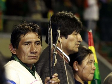 President Evo Morales meets indigenous groups over TIPNIS dispute. Photo by Wara Vargas Lara, copyright Demotix (01/02/12).